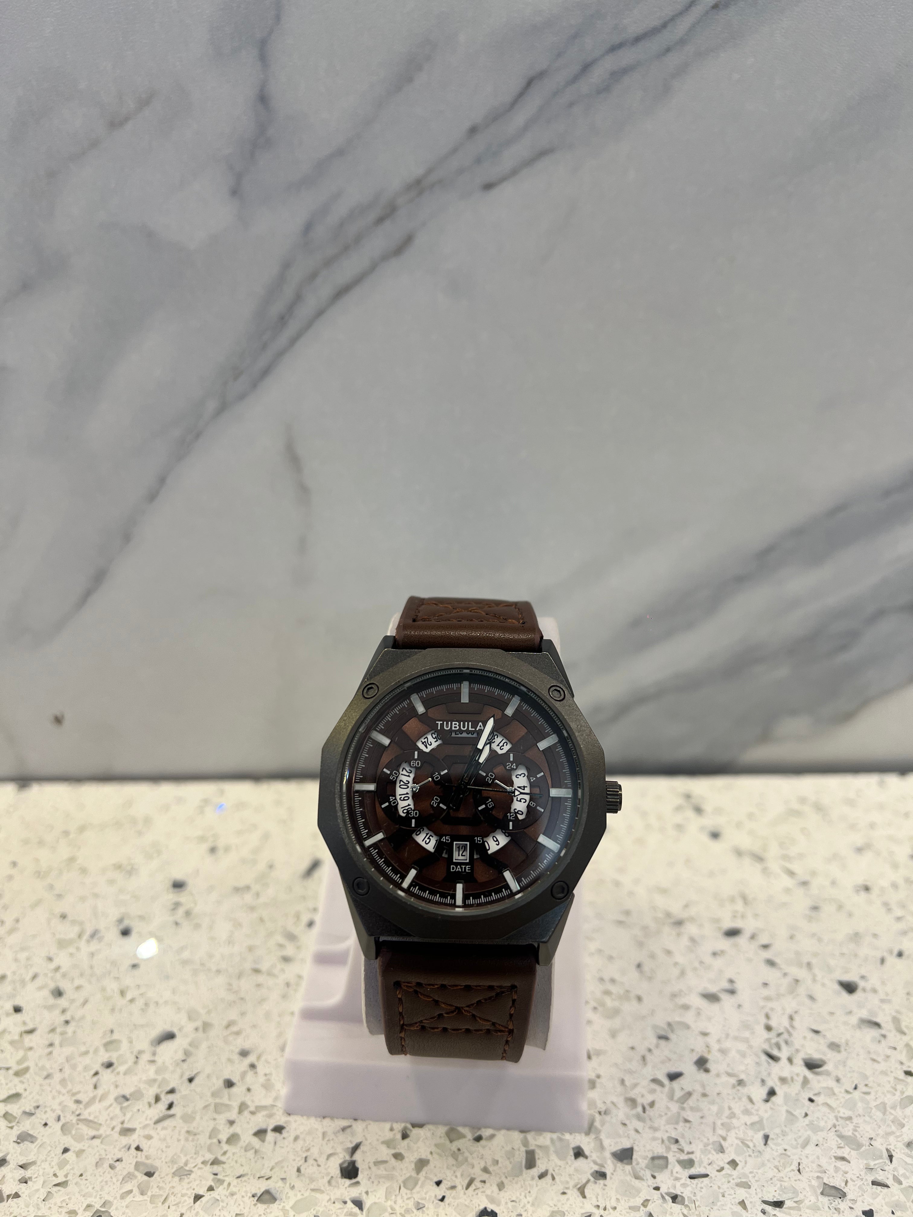 TUBULAR Chronograph Leather Strap Watch-W28