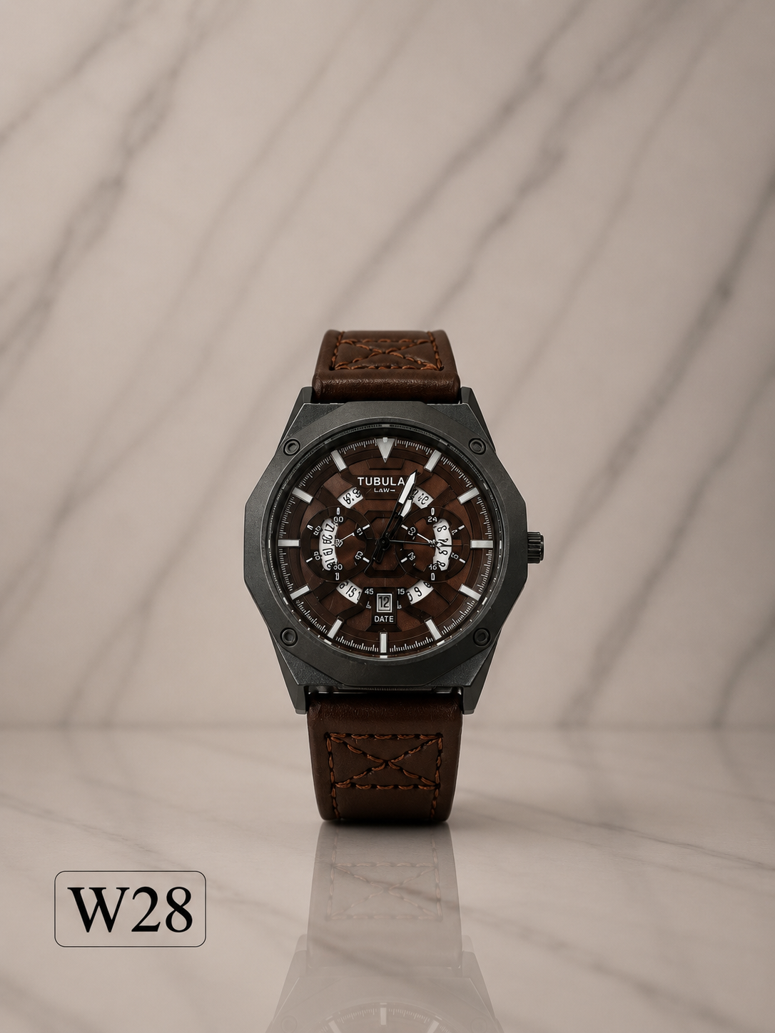 TUBULAR Chronograph Leather Strap Watch-W28