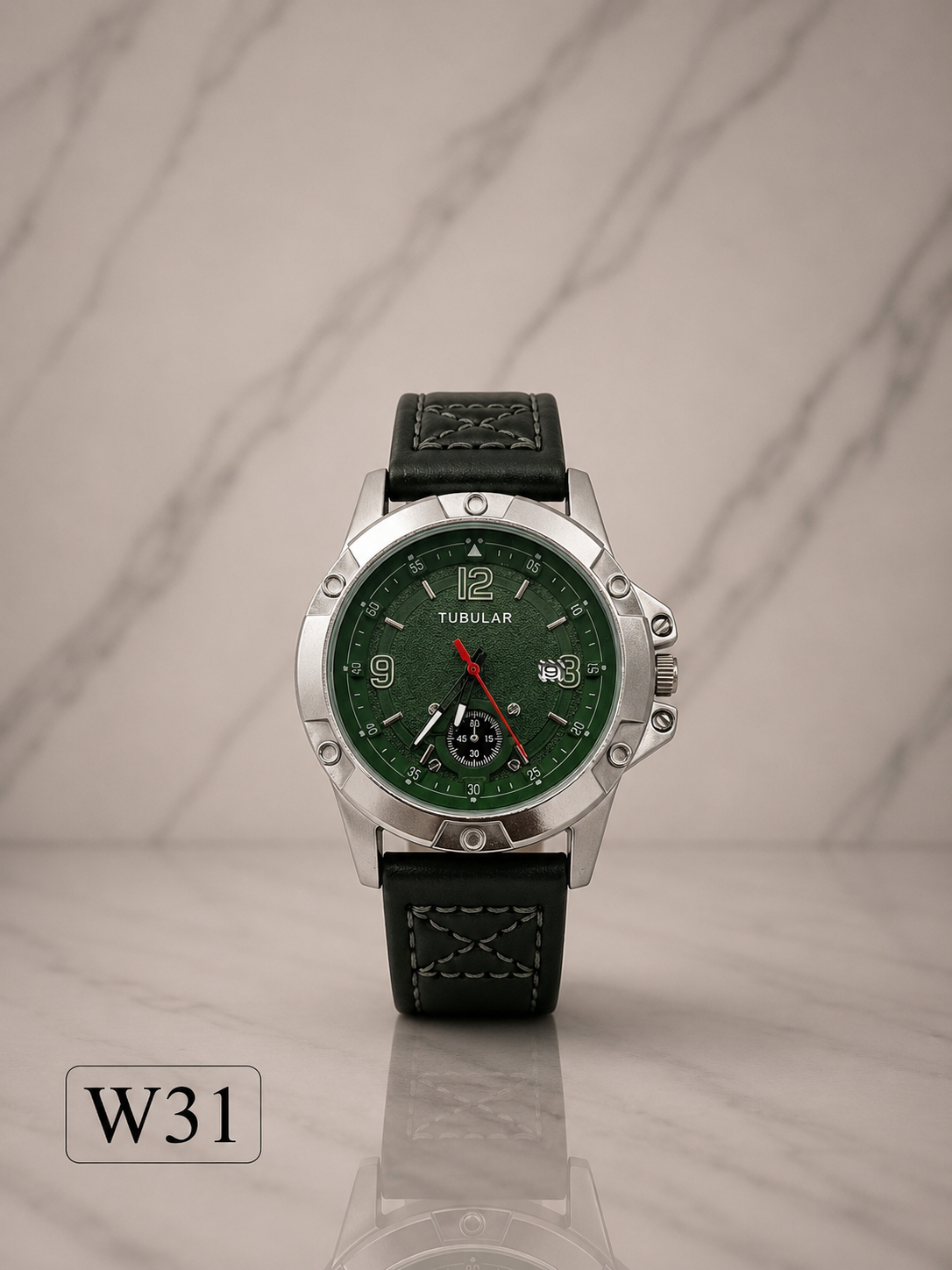 TUBULAR Chronograph Leather Strap Watch-W31