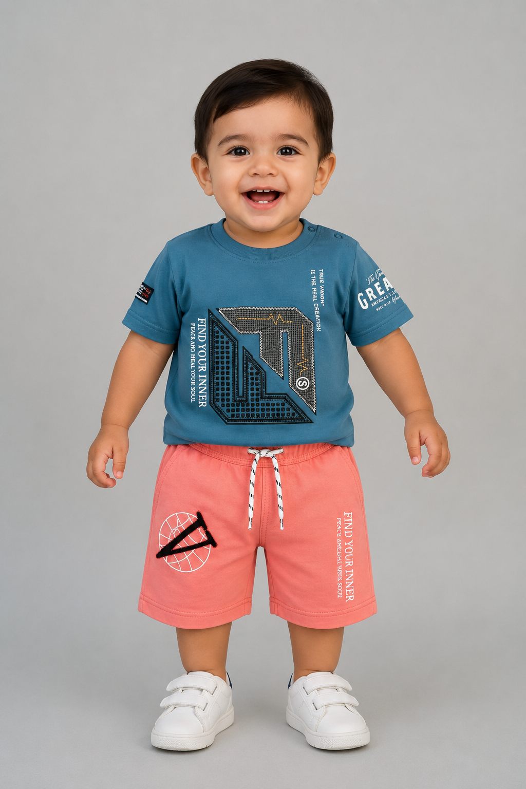 Kids Premium Printed Vest & Shorts Set-367