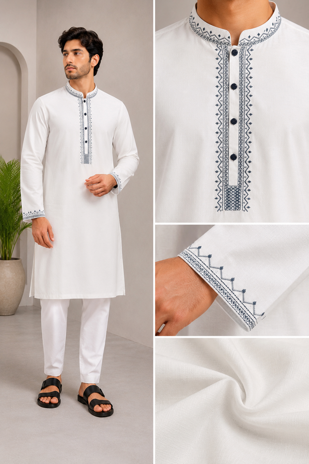 GATSBY Mens Panjabi KE2614 White
