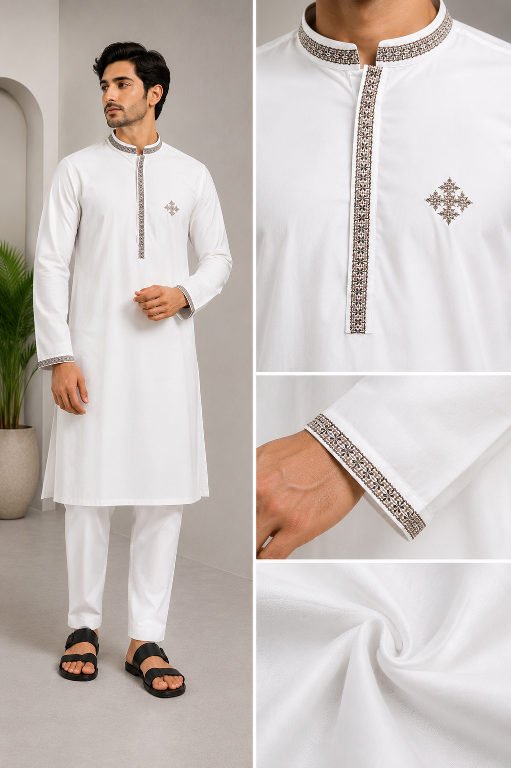 GATSBY Mens Panjabi KE2613 White
