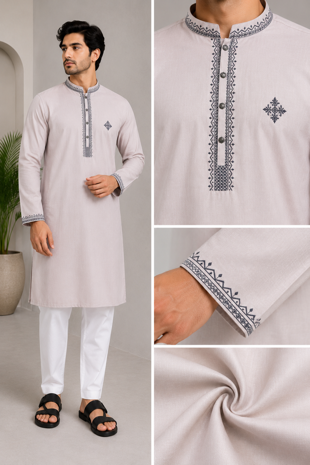 GATSBY Mens Panjabi KE2614 Silver