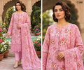 Premium Women's Baby Pink Floral Printed Three Piece Set with Lace Detailing – C588