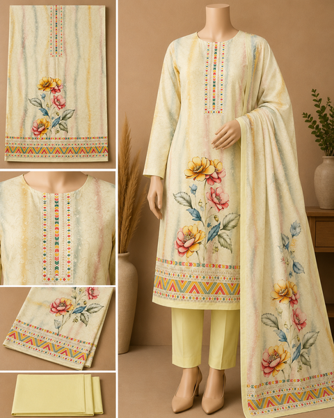 Premium Floral Unready Three Piece-C483