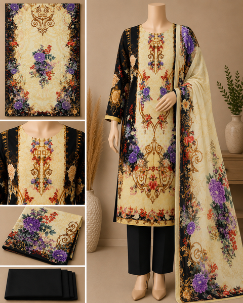Premium Floral Unready Three Piece-C486