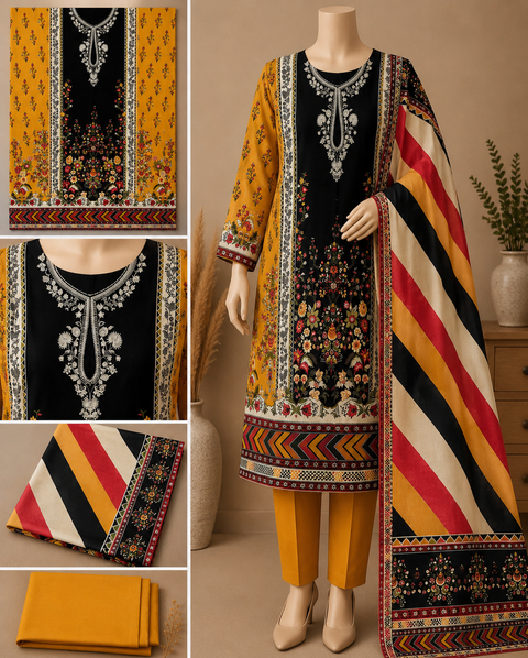 Premium Floral Unready Three Piece-C489