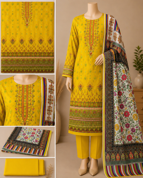 Premium Floral Unready Three Piece-C491