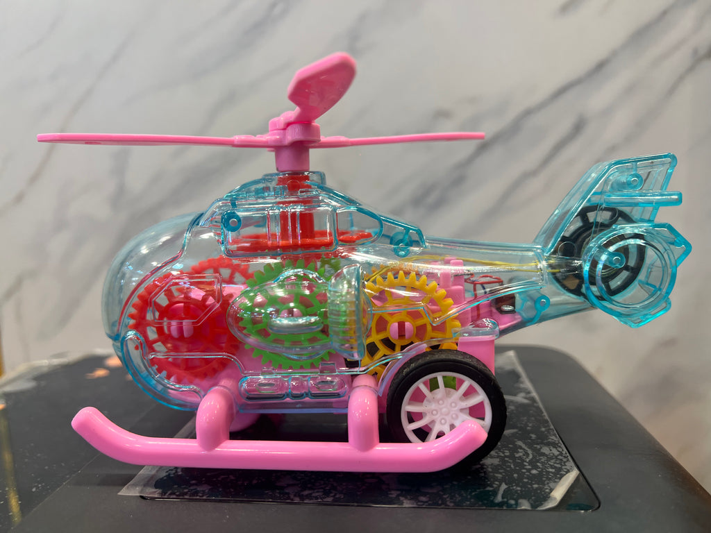 Transparent Gear Helicopter Toy with Light & Moving Parts