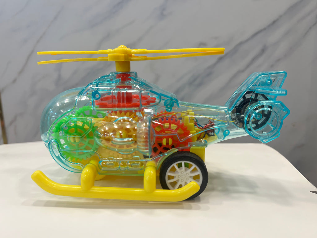 Transparent Gear Helicopter Toy with Light & Moving Parts