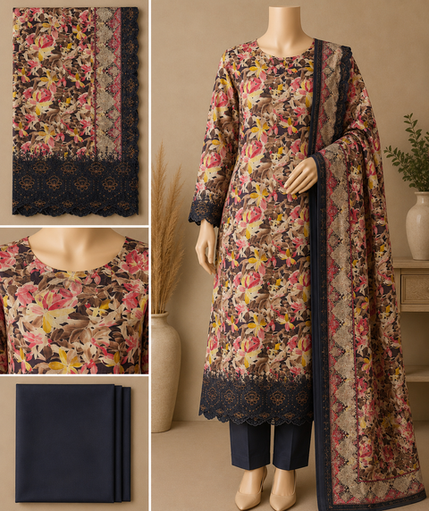 Premium Floral Unready Three Piece-C498