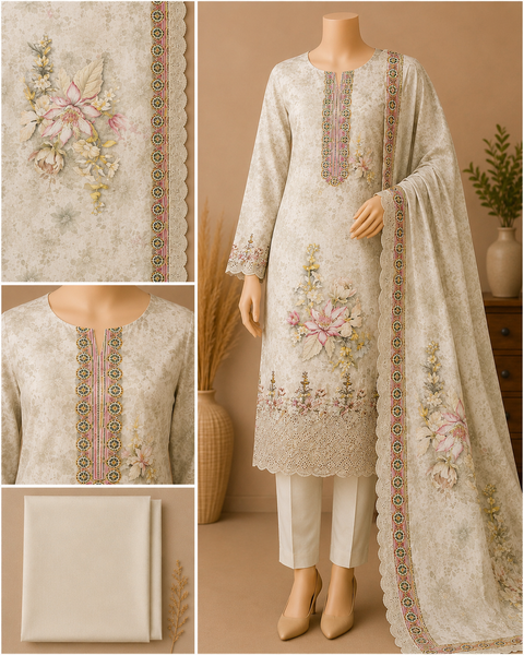 Premium Floral Unready Three Piece-C501