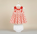 Baby Girl Polka Floral Printed Dress Set with Pant - Orange