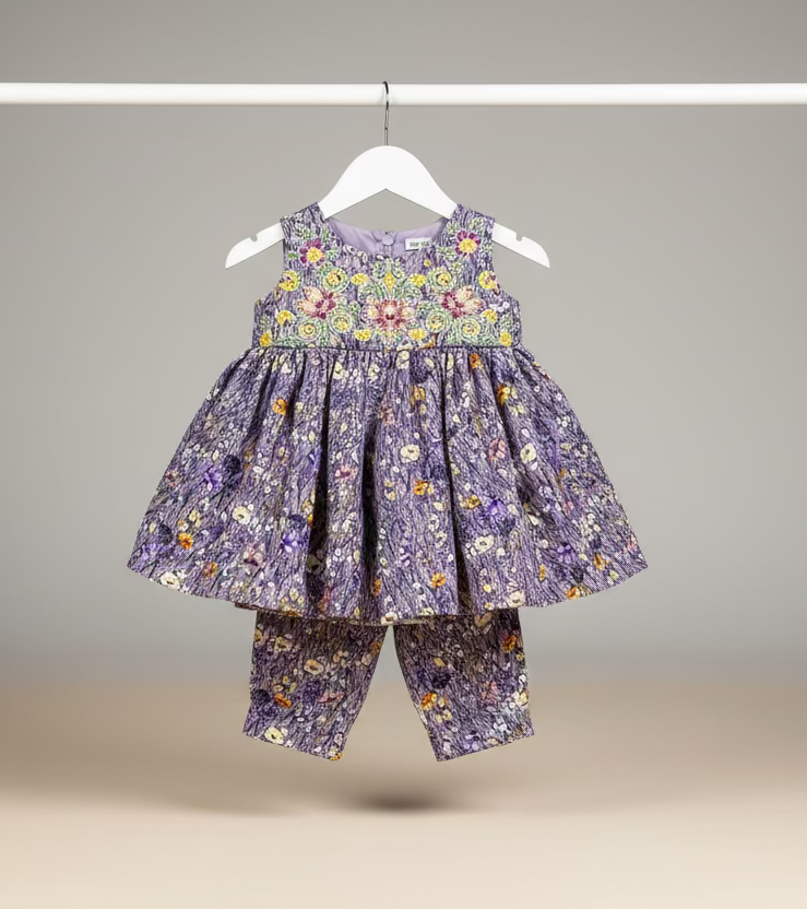Kids Floral Printed Top & Skirt Set