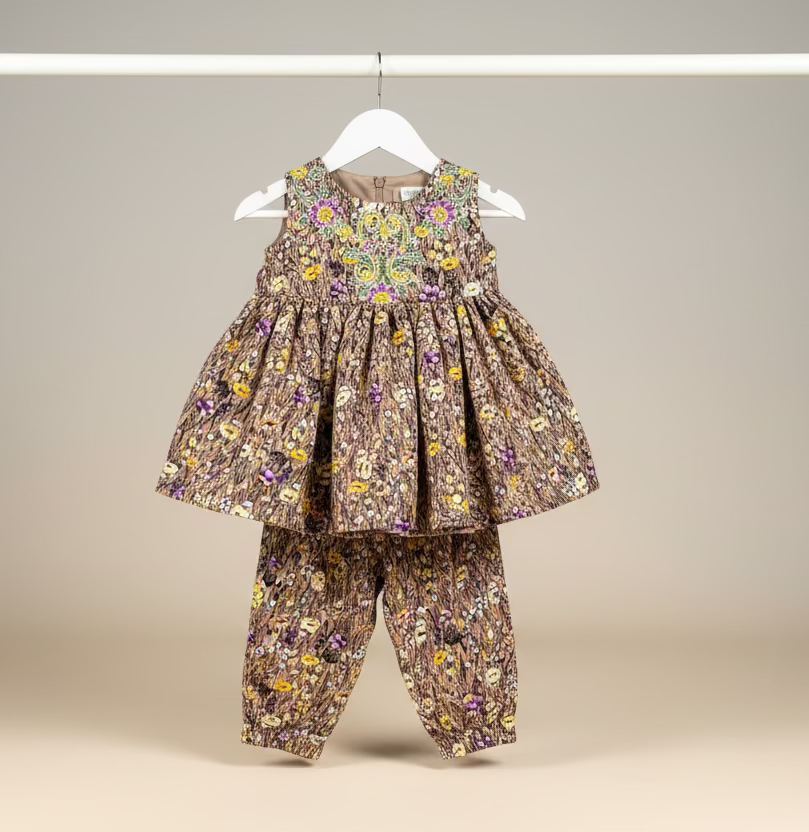 Kids Floral Printed Top & Skirt Set