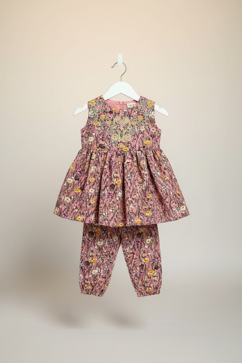 Kids Floral Printed Top & Skirt Set