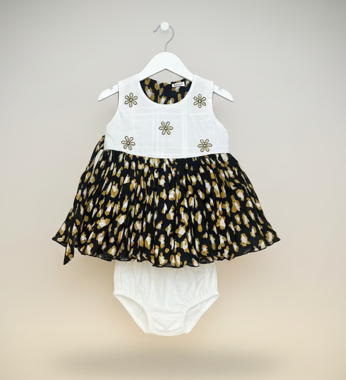 Kids Floral Printed Frock Set with Shorts 0003