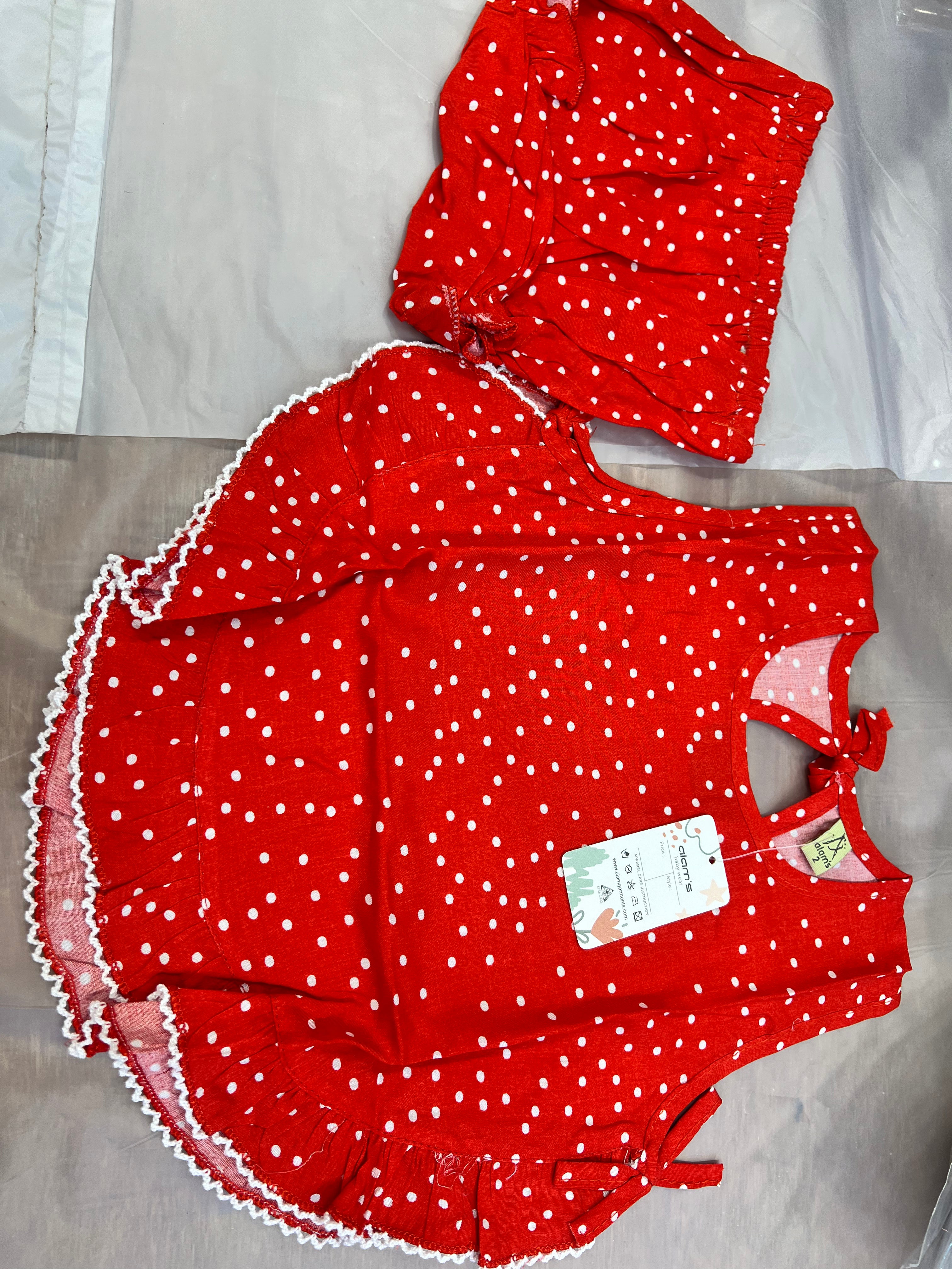Kids Polka Dot Frock Set 0004