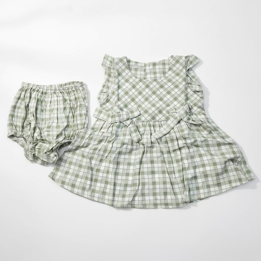 Kids Polka Dot Frill Dress Set 0006