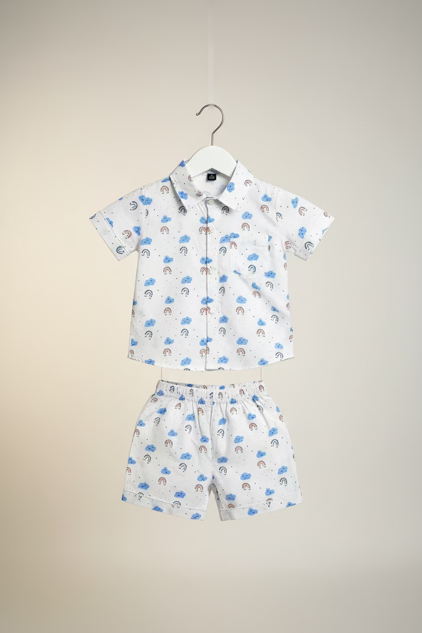 Kids Cloud Print Cotton Dress Set 0007