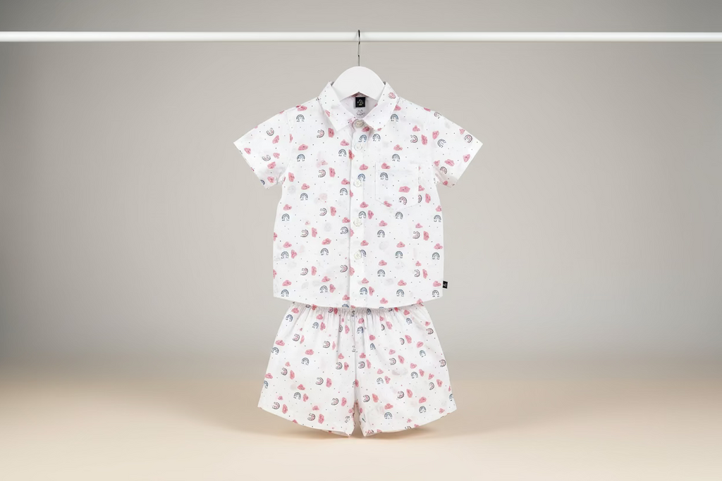 Kids Cloud Print Cotton Dress Set 0007