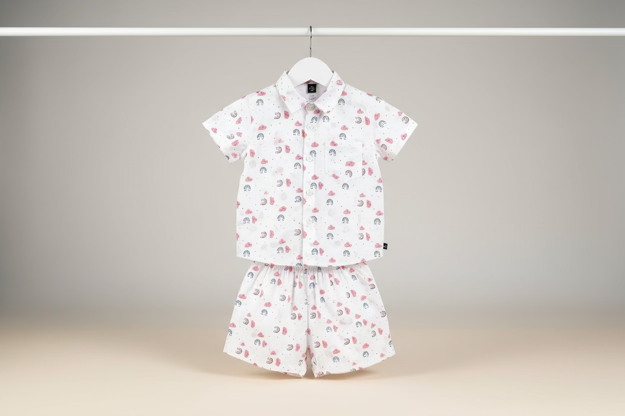 Kids Cloud Print Cotton Dress Set 0007