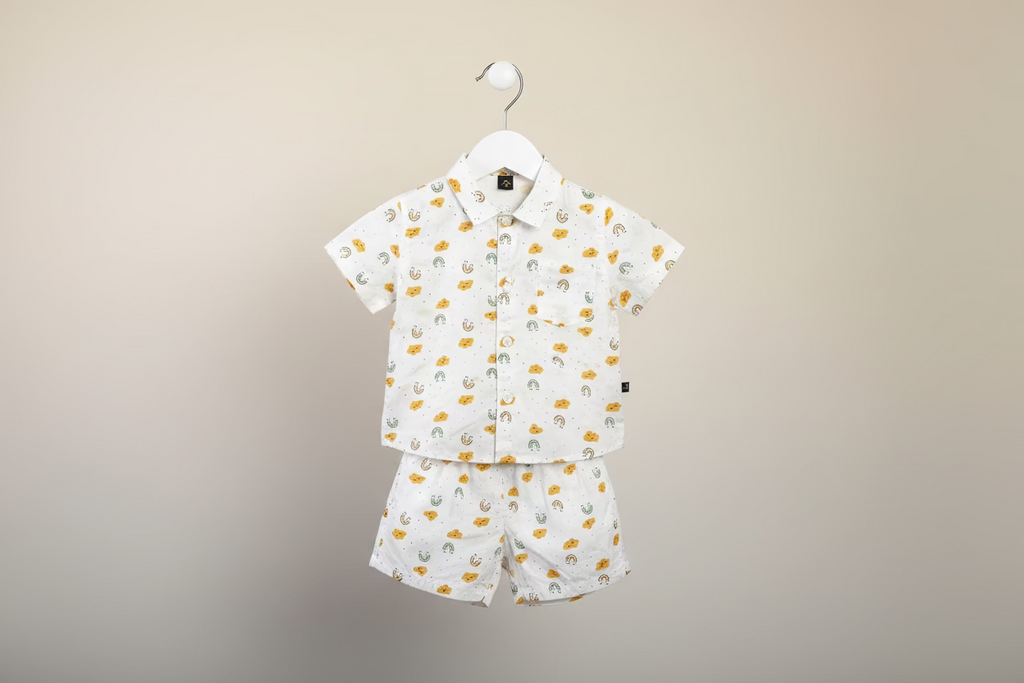 Kids Cloud Print Cotton Dress Set 0007