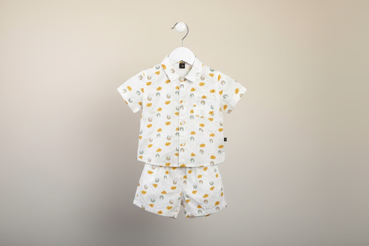 Kids Cloud Print Cotton Dress Set 0007
