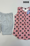 Kids Geometric Print Cotton Top & Shorts Set 0008