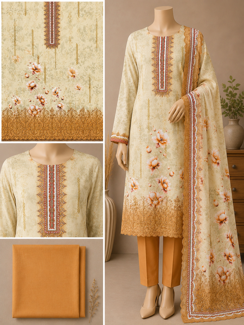 Premium Floral Unready Three Piece-C507