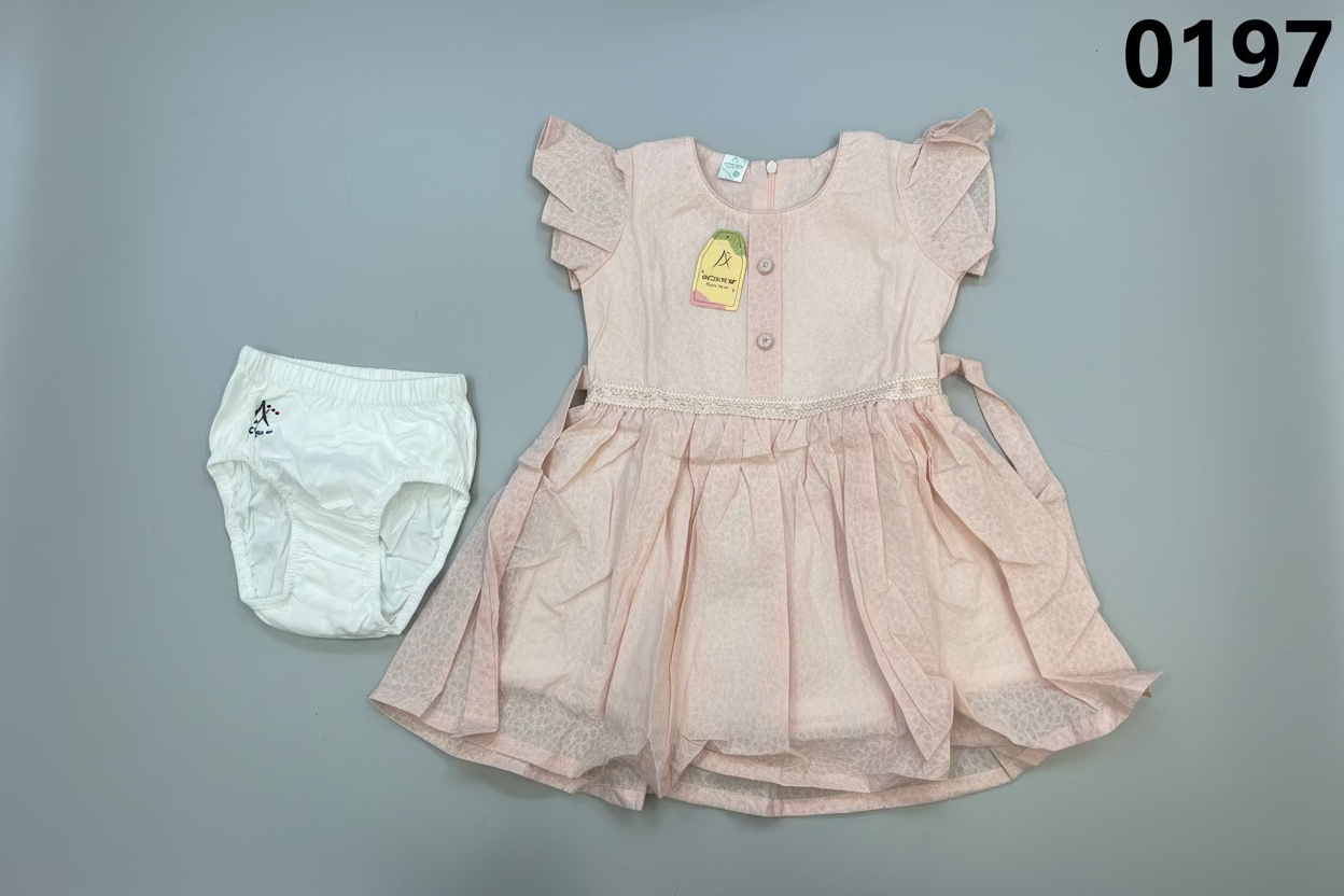 Baby Girl Soft Jacquard Party Dress Set with Inner Brief 0197