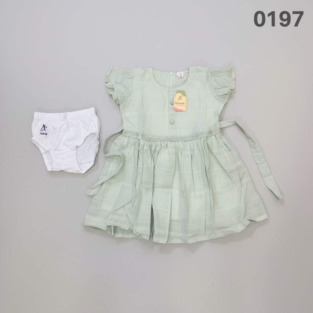 Baby Girl Soft Jacquard Party Dress Set with Inner Brief 0197