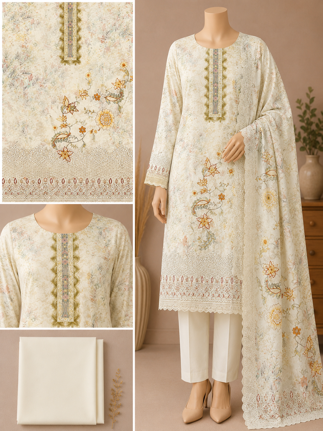 Premium Floral Unready Three Piece-C510