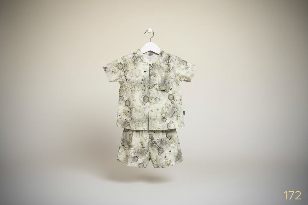 Baby Boys Printed Cotton Shirt & Shorts Set –172