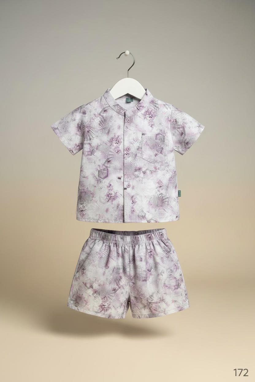 Baby Boys Printed Cotton Shirt & Shorts Set –172