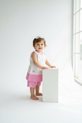 Baby Girl Embroidered Top & Striped Shorts Set – 96