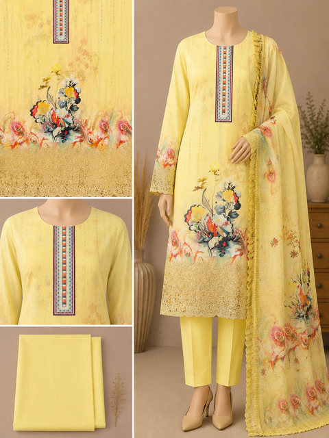 Premium Floral Unready Three Piece-C512