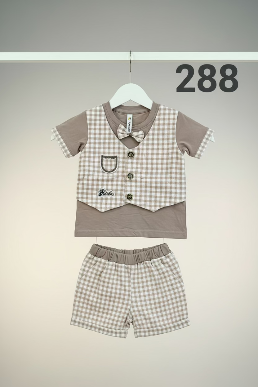 Kids Checkered T-Shirt & Shorts Set-288