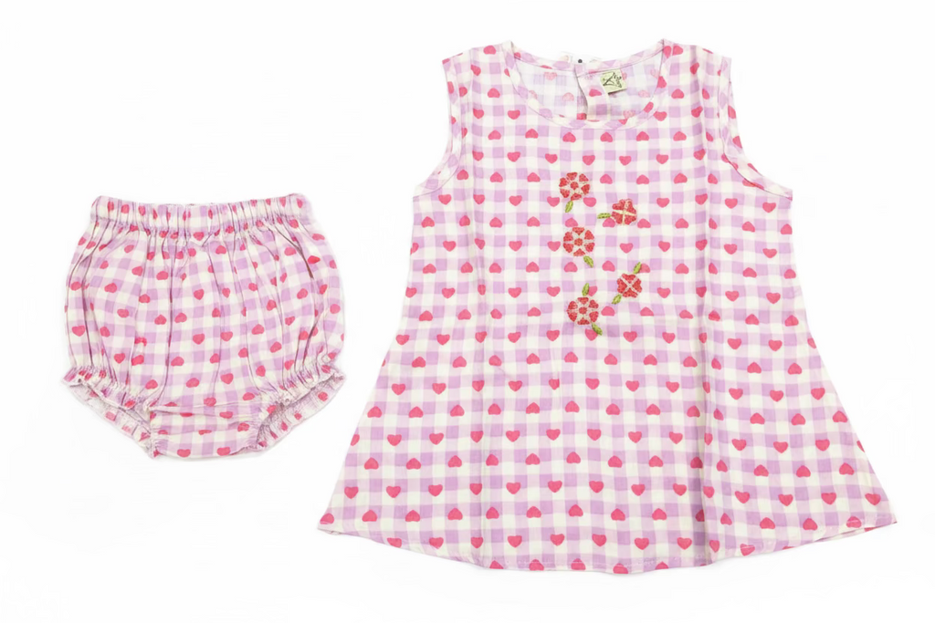 Kids Floral Embroidered Cotton Top & Shorts Set-104