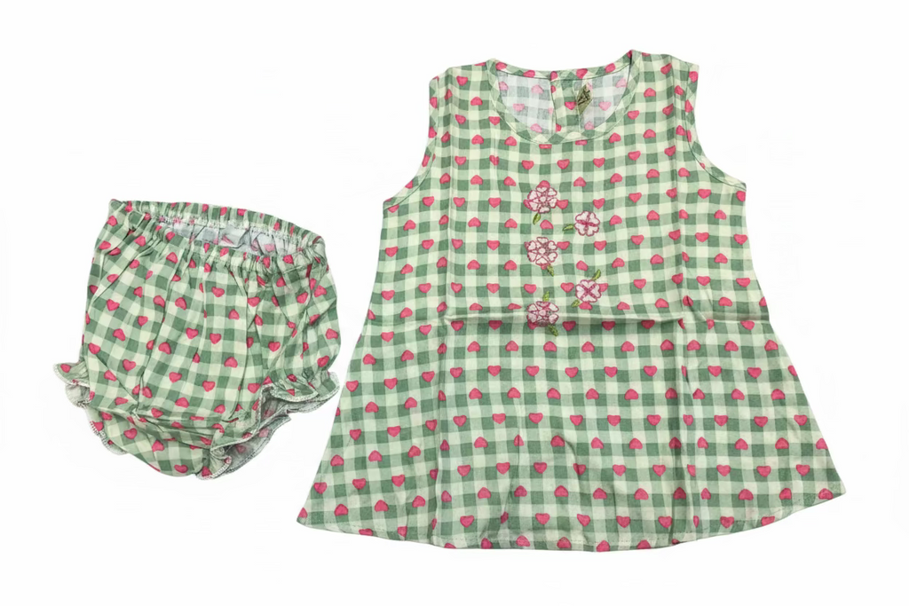 Kids Floral Embroidered Cotton Top & Shorts Set-104