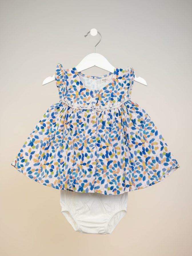 Girls Floral Leaf Print Sleeveless Top & Bloomer Set-99