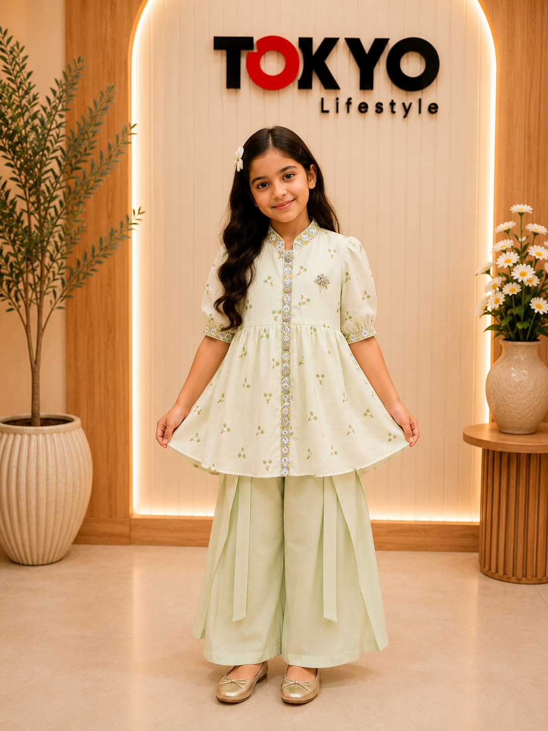 Girls Embroidered Floral Kurti Set (Assorted Colors) 33