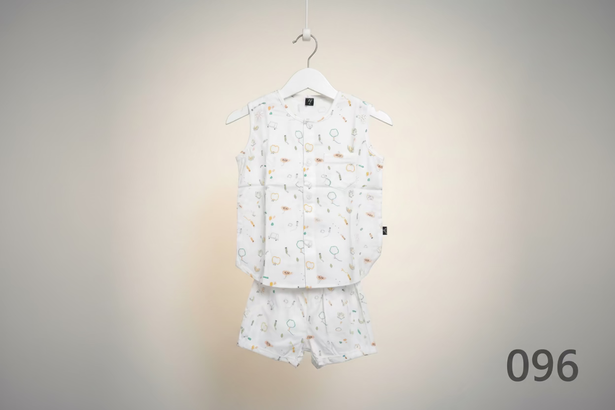 Kids Sleeveless Printed Vest & Shorts Set – 096