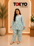 Girls' Floral Print Cotton Kurti & Pant Set 12