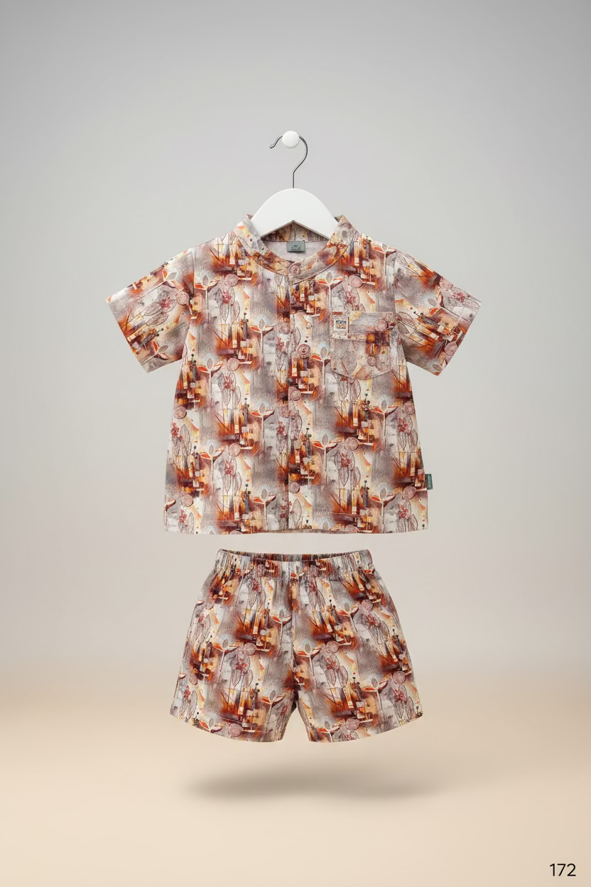 Kids Abstract Print Co-Ord Set (Top & Bottom)-172