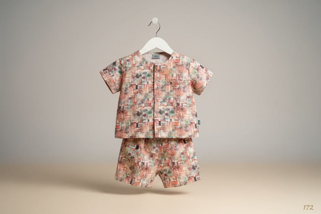 Kids Abstract Print Co-Ord Set (Top & Bottom)-172