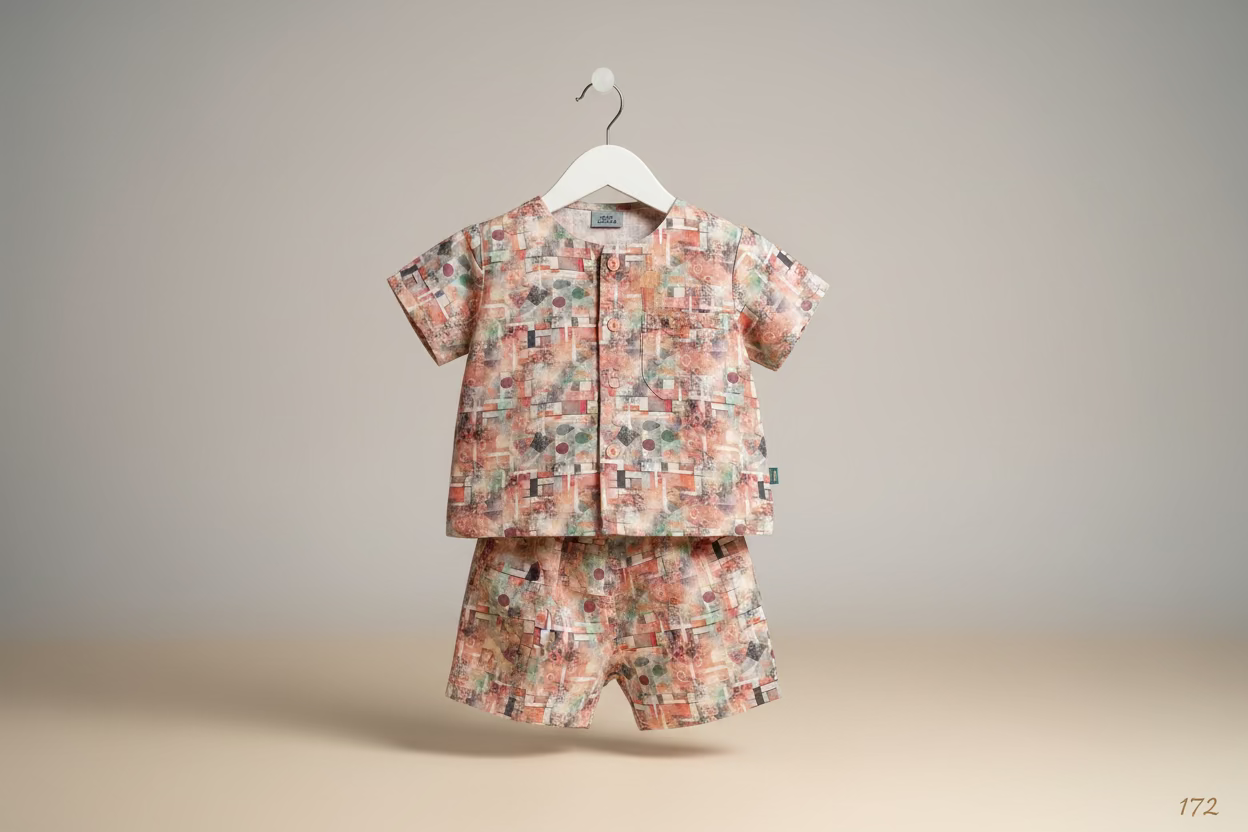 Kids Abstract Print Co-Ord Set (Top & Bottom)-172