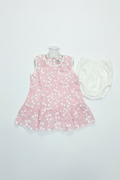 Girls Floral Ruffle Cotton Top & White Shorts Set-103