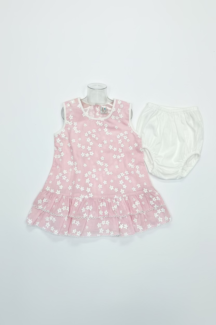 Girls Floral Ruffle Cotton Top & White Shorts Set-103