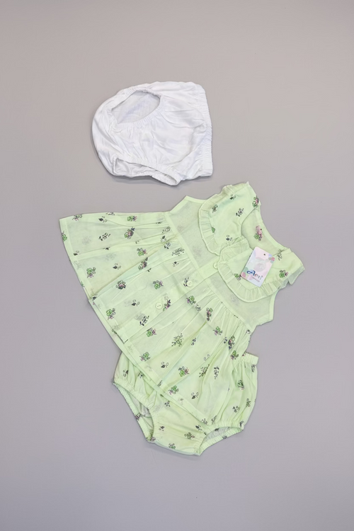 Baby Girls Floral Cotton Frock Set with Inner Shorts-89